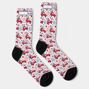Name, Trucks Rot Weiß & Blau Patriotische Motive Socken