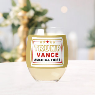 Name, Trump-Vance America First 2025 Weinglas Ohne Stiel
