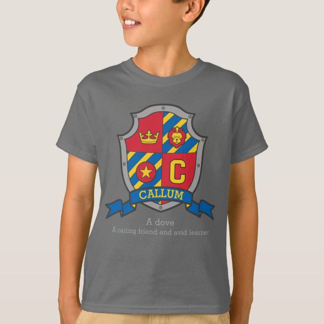Name u. Bedeutung Callum-Jungen C adelt Schild T-Shirt (Vorderseite)