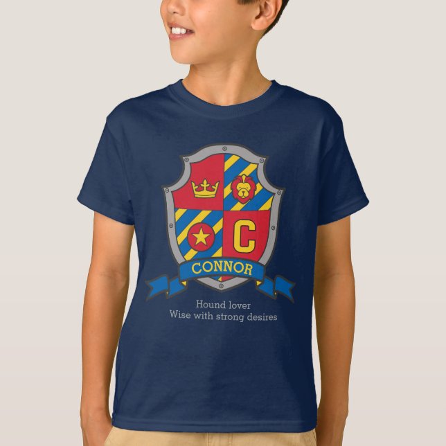 Name u. Bedeutung Connor-Jungen C adelt Schild T-Shirt (Vorderseite)
