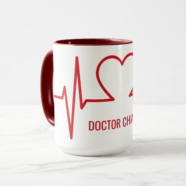 Name- u. Berufs-Tassen des Herzens EKG Tasse (Vorderseite Links)
