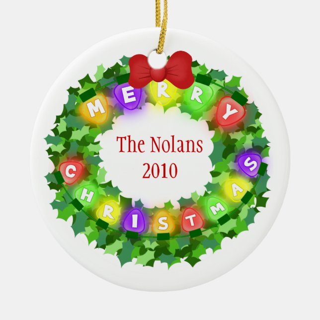 Name-u. Jahr-Weihnachtsverzierung Keramikornament (Vorne)