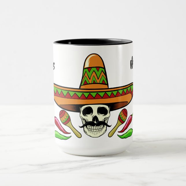 Name-u. Text mexikanische Schädel-Tassen Tasse (Zentrum)