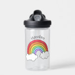 Name über dem Regenbogen Personalisiert Trinkflasche<br><div class="desc">Helles und farbenfrohes Regenbogendesign personalisiert mit dem Namen Ihres Kindes.</div>