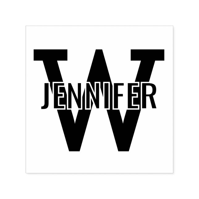 Name über einfaches, fett Single Initial Monogram  Permastempel (Design)