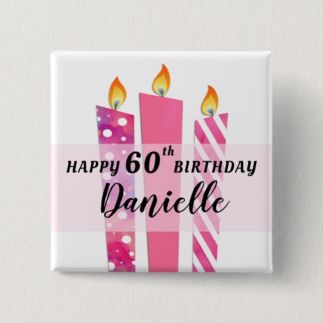 Name und Alter Coole Kerzen hinzufügen Happy Birth Button (Vorderseite)