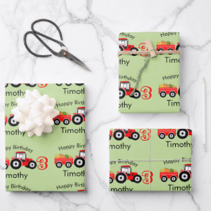 Name und Alter der LKW-Farm Geschenkpapier Set