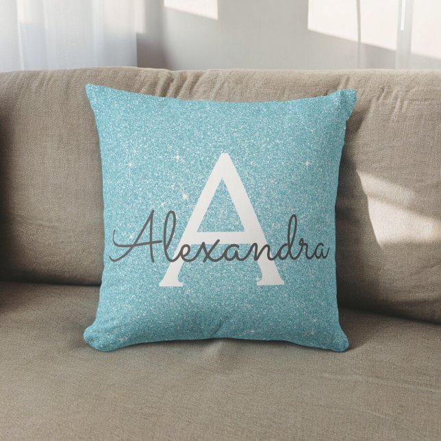Name und Anfangsbuchstabe des aquamarinen blauen G Kissen (Von Creator hochgeladen)