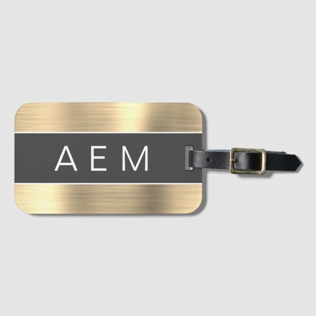 Name und Anfangsbuchstabe des goldgegossenen Metal Gepäckanhänger (Vorderseite (Horizontal))