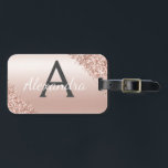 Name und Anfangsbuchstabe des Rose-Gold-Brushed-Me Gepäckanhänger<br><div class="desc">Rose Gold - Rosa gebürsteter Metallfolien und Monogramm-Monogramm-Glitzer mit schwarzem Rosa und Anfangskennzeichen für ein Brautparty,  Hochzeitsfeiertag oder Junggeselinnen-Abschied. Diese Taschenmarke ist ideal für Zurück in die Schule,  Arbeit oder Reisen.</div>