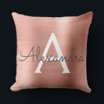 Name und Anfangsbuchstabe des Rose-Gold-Brushed-Me Kissen<br><div class="desc">Rose Gold Foil gebürstetes Metal Monogram Name und Anfangskissen. Das Kissen ist das ideale Geschenk für jemanden,  der sein Zimmer in Rose Gold verziert.</div>