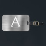 Name und Anfangsbuchstabe des rostfreien Metalls Gepäckanhänger<br><div class="desc">Luxuriöse Silver Brushed Metal Foil Monogram Name und erste Gepäckmarke. Diese Taschenmarke ist ideal für Zurück in die Schule,  Arbeit oder Reisen.</div>