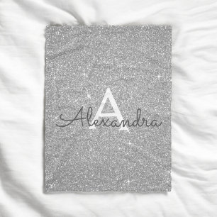 Name und Anfangsbuchstabe des Silver Sparkle Glitz Fleecedecke