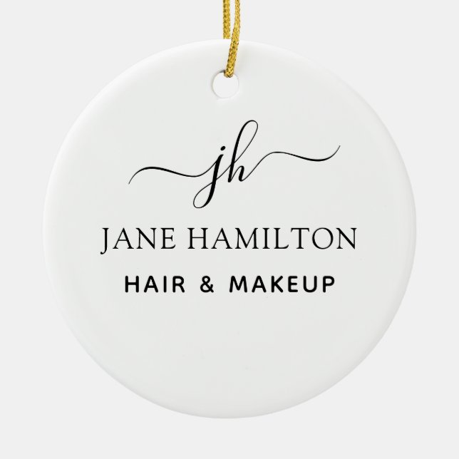 Name und Anfangsbuchstaben Keramik Ornament (Vorne)