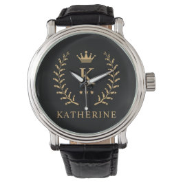 Name und Anfangssilbe Schwarz-weiß Armbanduhr