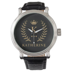 Name und Anfangssilbe Schwarz-weiß Armbanduhr