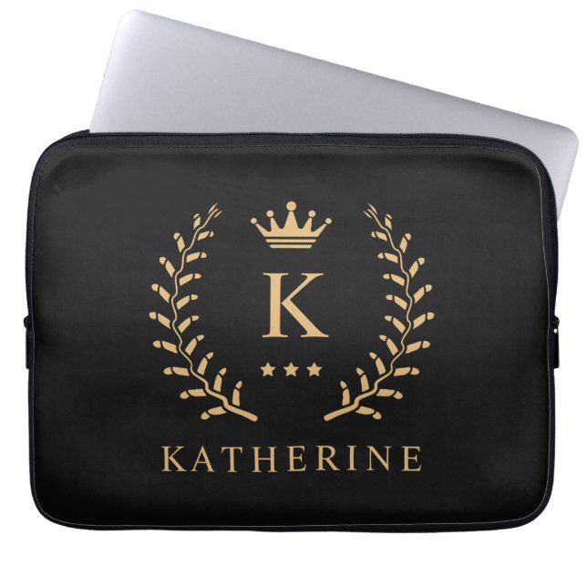Name und Anfangssilbe Schwarz-weiß Laptopschutzhülle (Vorderseite)