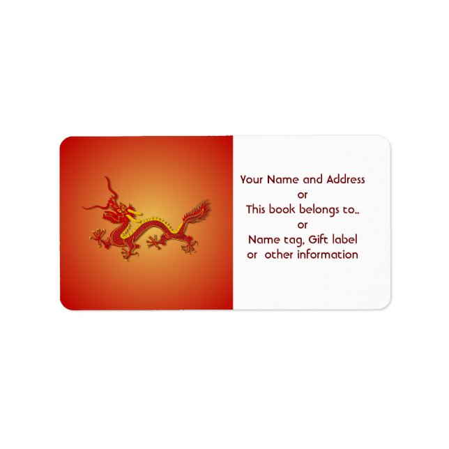 Name und Anschrift des chinesischen Red Gold Drago Adressaufkleber (Vorne)