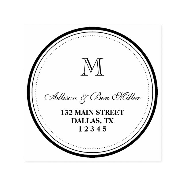 Name und Anschrift des eleganten Circle Monogram Permastempel (Design)