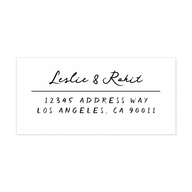 Name und Anschrift des handgeschriebenen Ehepaares Permastempel (Design)