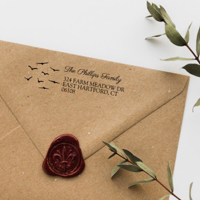 Name und Anschrift des Landbetriebs "Flying Birds  Permastempel (Von Creator hochgeladen)