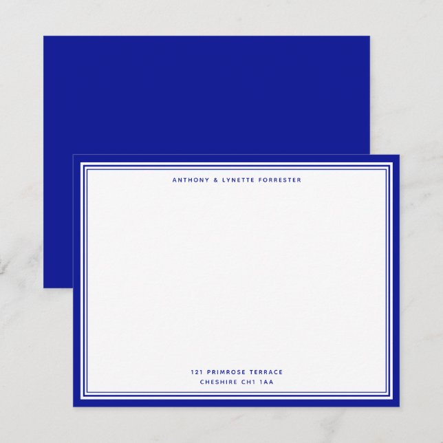 Name und Anschrift des modernen Admirals Blue Bord Mitteilungskarte (Vorne/Hinten)