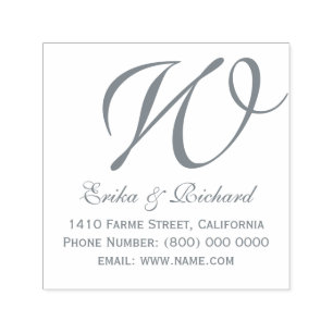 Name und Anschrift des Paares Monogramm grau Permastempel