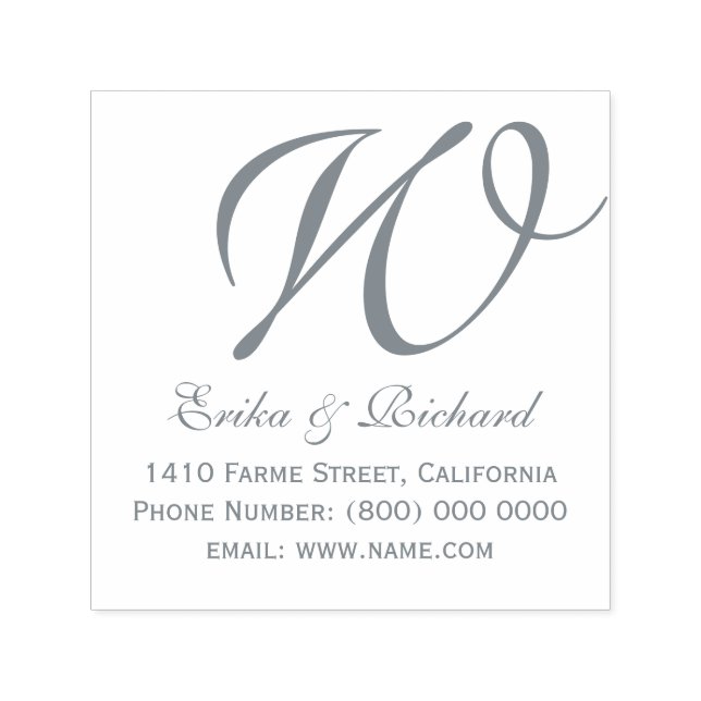 Name und Anschrift des Paares Monogramm grau Permastempel (Design)