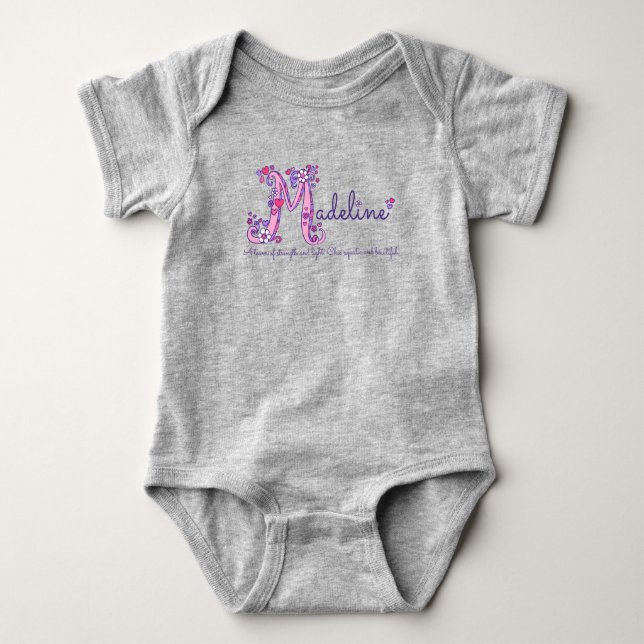 Name und Bedeutung der Kleidung für Mädchen Baby Strampler (Vorderseite)