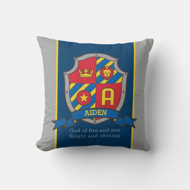 Name und Bedeutung des Wappen A Aiden Jungs Kissen (Vorderseite)