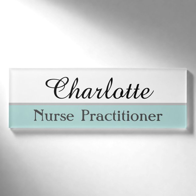 Name und Bezeichnung der Aquamarinen Arbeitnehmer Namenschild (Vorderseite)