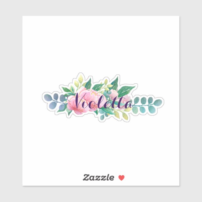 Name und Blume Peonies Bohemia Aufkleber (Blatt)