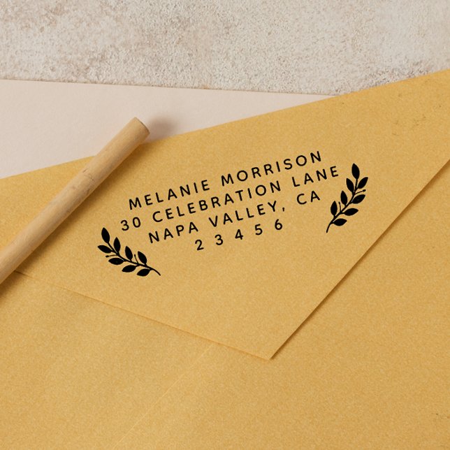 Name und botanische Zweigniederlassungen Rücksende Permastempel (Rubber Stamp Mock-up)