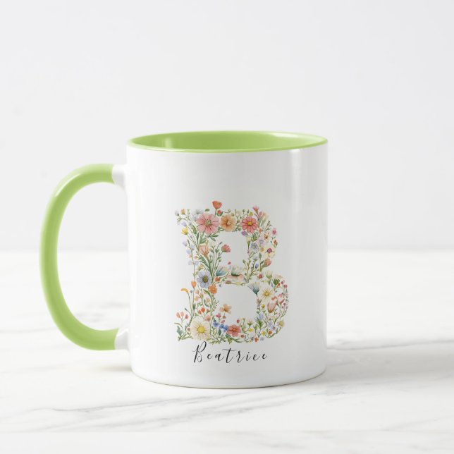 Name und Buchstabe B Monogramm Tasse (Links)