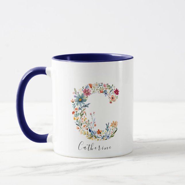 Name und Buchstabe C Monogramm Tasse (Links)