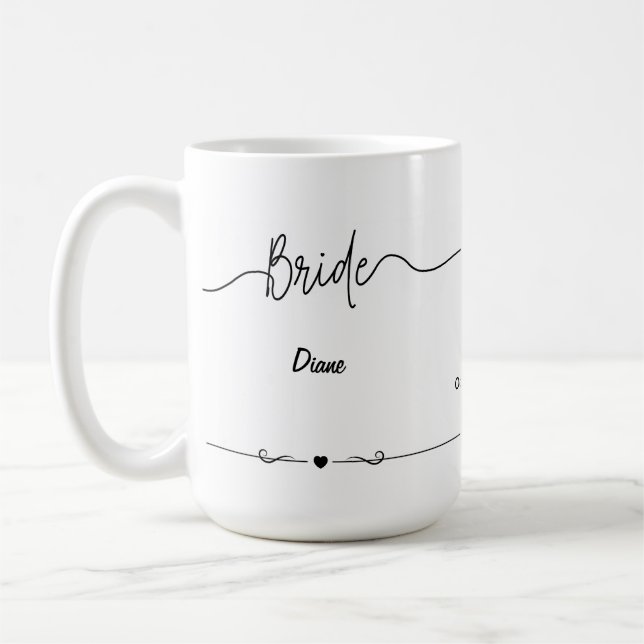 Name und Datum der Braut und des Gräuels (RT-Bräut Kaffeetasse (Links)