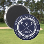 Name und Datum der Navy und Name des Clubs Magnet<br><div class="desc">Mit einem altertümlichen Briefmarke-Effekt klassisches Retro-Design,  personalisieren Sie den Namen des Golfers,  den Golfclub und das Datum zu einem großen Sake für alle Golfer. Entwickelt von Thisisnotme©</div>