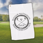 Name und Datum des personalisierten Golfers Golfhandtuch<br><div class="desc">Mit einem altertümlichen Briefmarke-Effekt klassisches Retro-Design,  personalisieren Sie den Namen des Golfers,  den Golfclub und das Datum zu einem großen Sake für alle Golfer. Entwickelt von Thisisnotme©</div>
