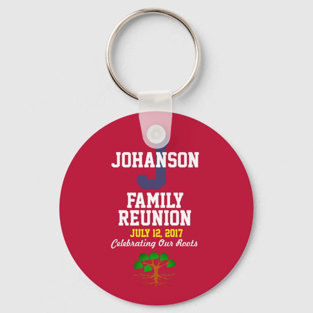 Name und Datumsfamilie Wiedersehen Red Souvenir Schlüsselanhänger (Vorderseite)