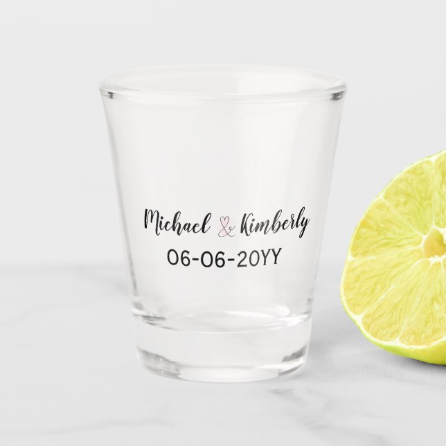 Name und Ehedatum Schnapsglas (Vorderseite)