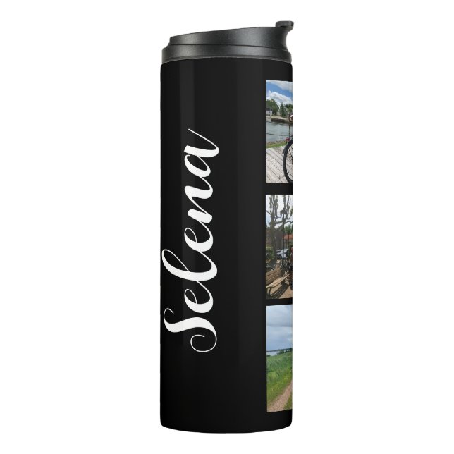 Name und Foto Collage Thermal Tumbler Thermosbecher (Nach links gedreht)