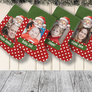 Name und Foto der Familie Santa Custom Großer Weihnachtsstrumpf
