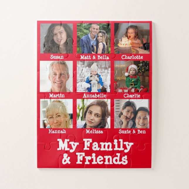 Name und Foto der Familie und Freunde - Red Dement (Vertikal)