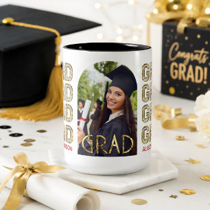 Name und Foto des benutzerdefinierten Golden Gradu Zweifarbige Tasse