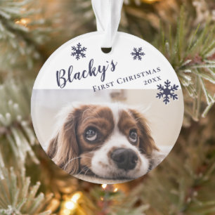 Name und Foto des ersten Welpen Weihnachtshundes Ornament
