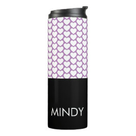 Name und Herz Muster Valentine Lila Black Thermosbecher
