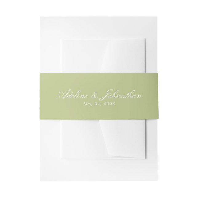 Name und Hochzeitstermin der grünen und weißen Paa Einladungsbanderole (Vorderseite Beispiel)