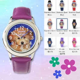 NAME UND IHR FOTO Niedliche Welpenuhren für Mädche Armbanduhr