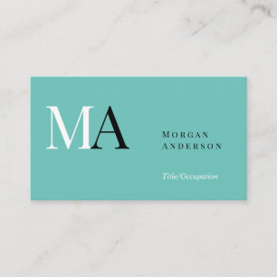 Name und Info der DIY-Monogramm, Schwarz-weiß Aqua Visitenkarte