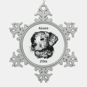 Name und Jahr der Skizze Schneeflocken Zinn-Ornament